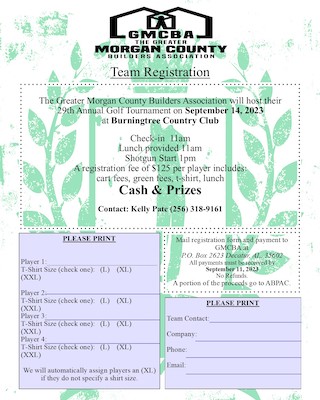 GMCBA North Alabama 2023 Golf Tournament Registration Form