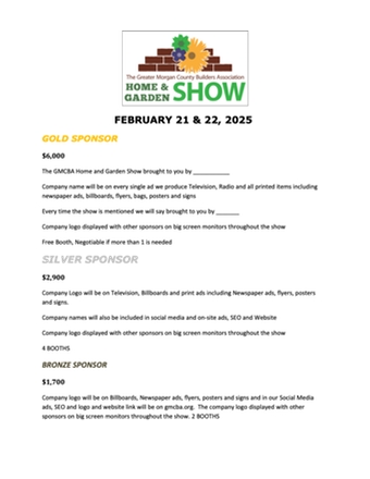 North Alabama GMCBA Home and Garden Show Sponsorships.